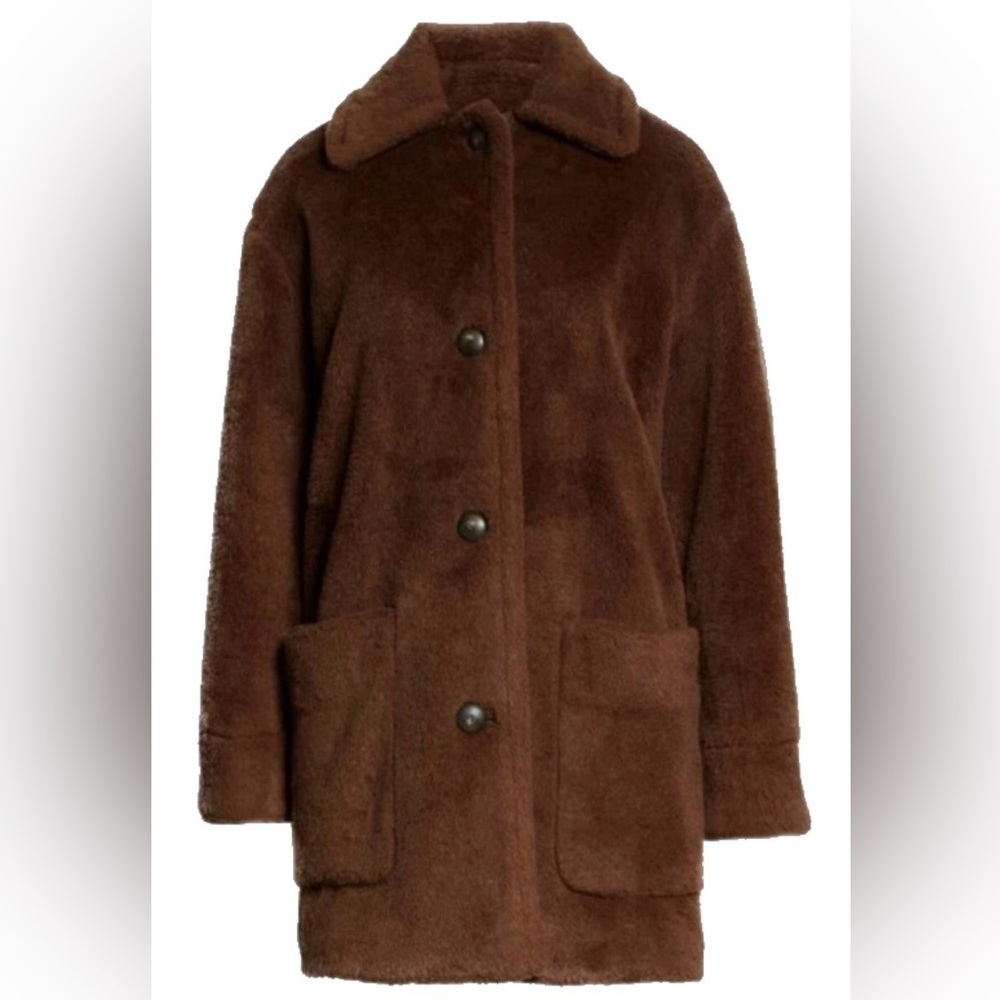 Vince Chocolate Brown Teddy Coat with Patch Pockets